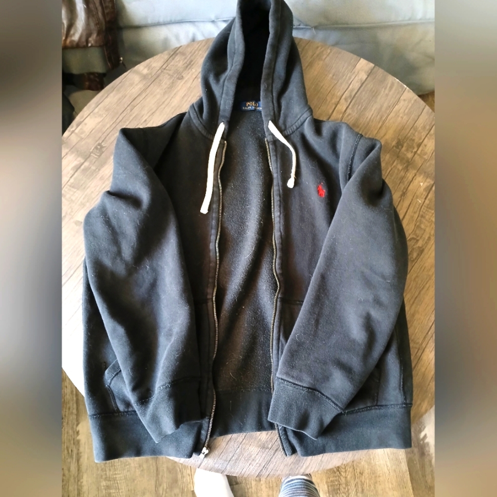 Black Polo By Ralph Lauren black zip up hoodie